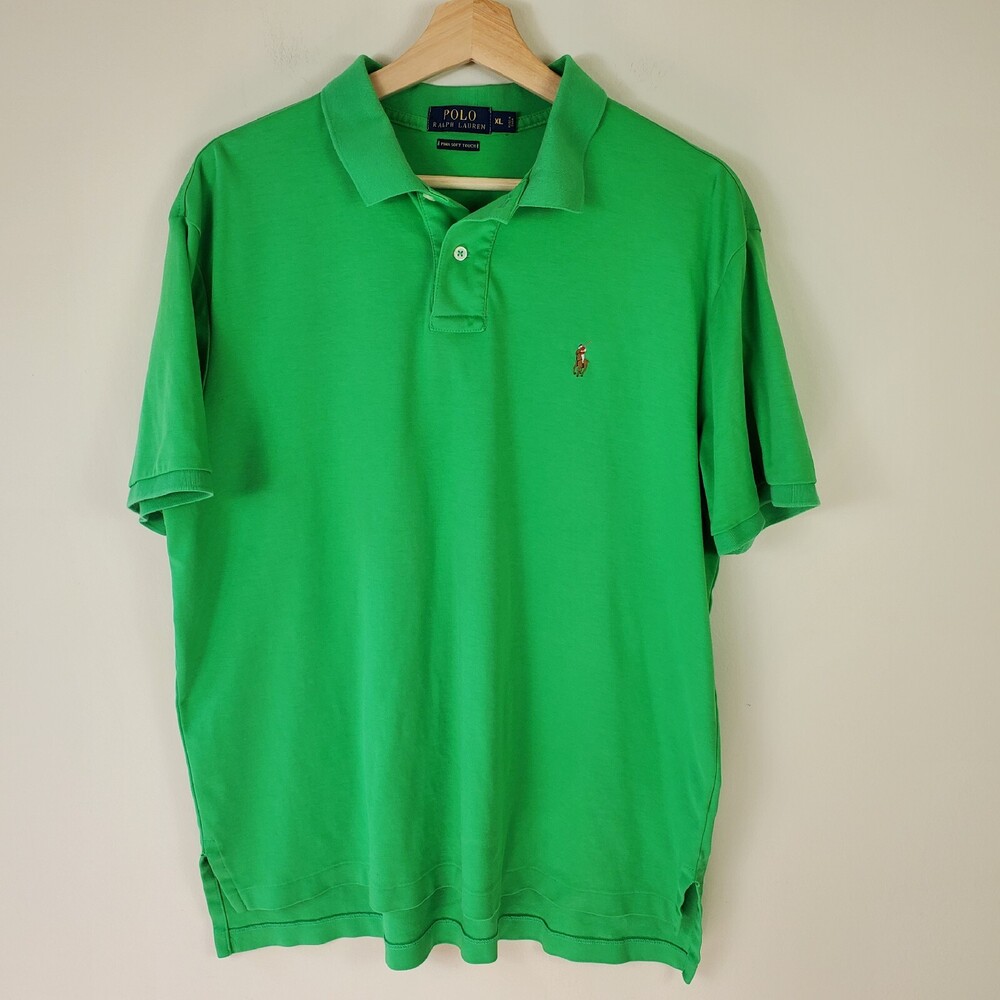 Polo Ralph Lauren Mens Shirt XL Green Pima Cotton Short Sleeve Pullover
